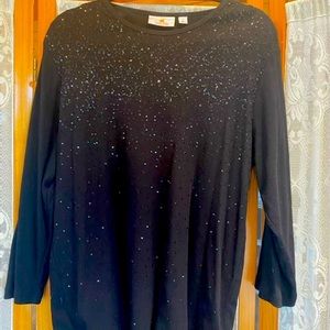 Black 3/4 sleeve shimmer top